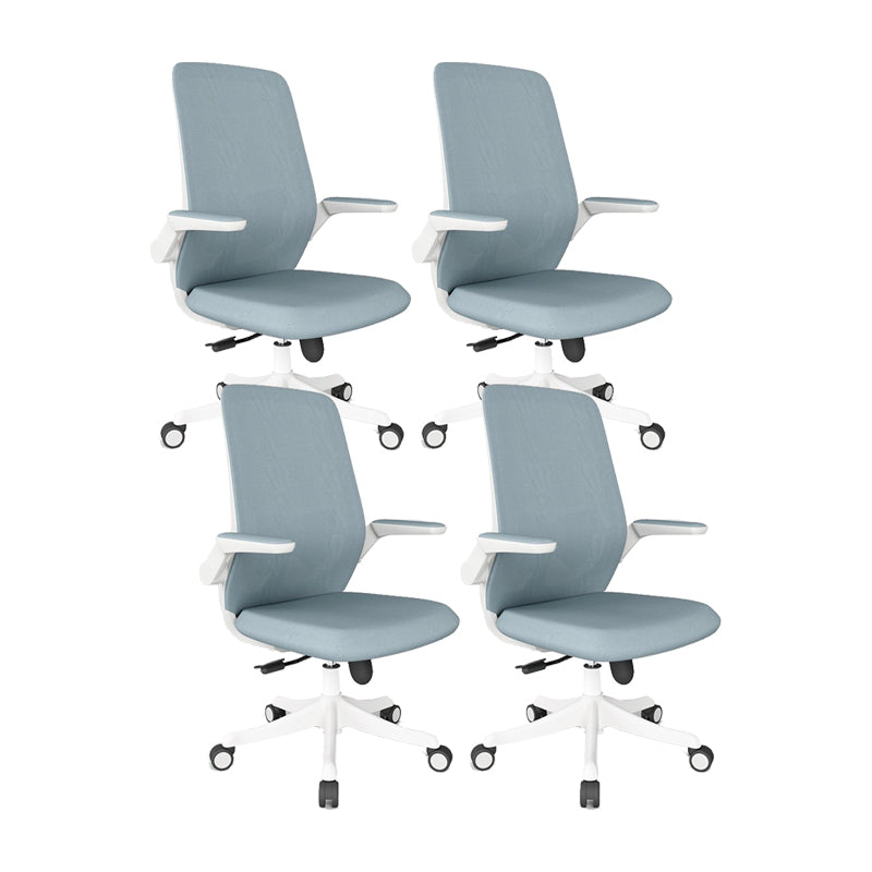 Adjustable Arms Office Chair Contemporary Mesh Back Task Chair Blue 4 Piece Set Nylon Clearhalo 'furn' 'furn_office_chair' 'Furniture' 'Office Chairs' 'Office Furniture' 'office_chair' 5248872