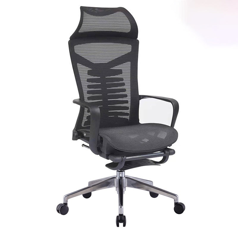Executive Adjustable Seat Height Chair Modern Ergonomic Swivel Office Chair Matte Black Metal Clearhalo 'furn' 'furn_office_chair' 'Furniture' 'Office Chairs' 'Office Furniture' 'office_chair' 5248881