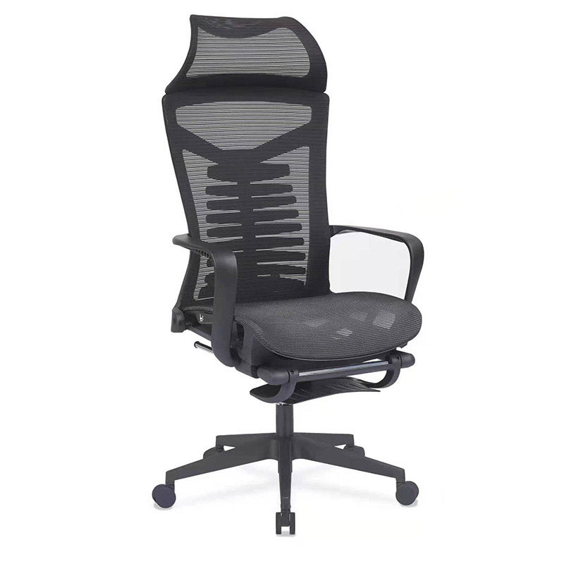 Executive Adjustable Seat Height Chair Modern Ergonomic Swivel Office Chair Matte Black Nylon Clearhalo 'furn' 'furn_office_chair' 'Furniture' 'Office Chairs' 'Office Furniture' 'office_chair' 5248882