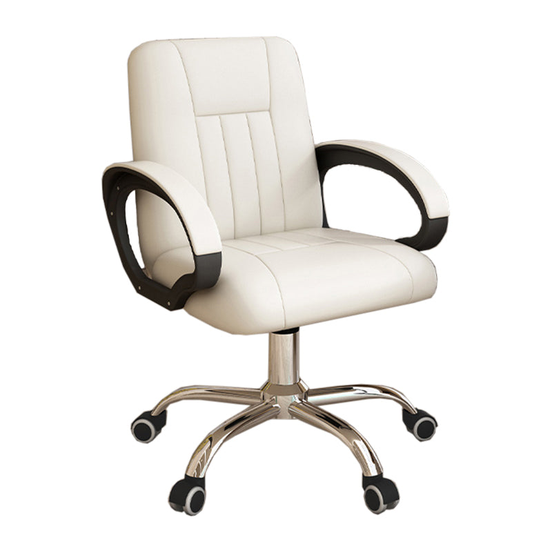 Padded Arms Working Chair Modern Mid Back Swivel Office Chair White Clearhalo 'furn' 'furn_office_chair' 'Furniture' 'Office Chairs' 'Office Furniture' 'office_chair' 5248894