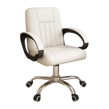 Padded Arms Working Chair Modern Mid Back Swivel Office Chair White Clearhalo 'furn' 'furn_office_chair' 'Furniture' 'Office Chairs' 'Office Furniture' 'office_chair' 5248894