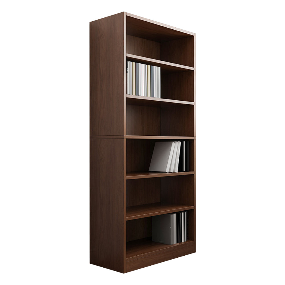 Closed Back Modern Style Bookshelf Wood Bookcase for Office Use 16.9"L x 11.8"W x 70.9"H Dark Wood Clearhalo 'Bookcases' 'furn' 'furn_bookcases' 'Furniture' 'Office Furniture' 5249174