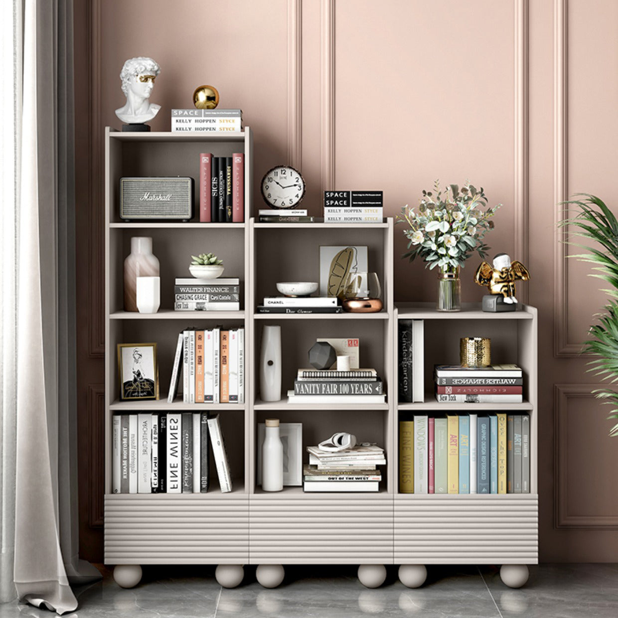 Standaard boekplank met lade verticale plank boekenkast voor kantoor