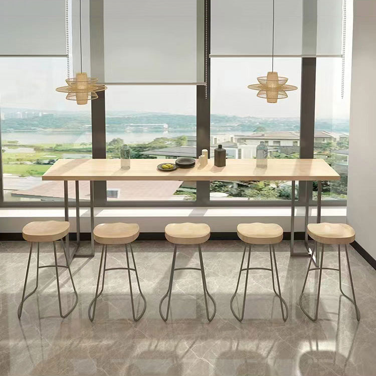 Luxury Rectangle Solid Wood Bar Table Set 1/4/6 Pieces Counter Table with Backless Stools Clearhalo 'Bar Furniture' 'furn' 'furn_home_bar_bar_sets' 'Furniture' 'Home Bars & Bar Sets' 'home_bar_bar_sets' 'Kitchen & Dining Furniture' 5249407