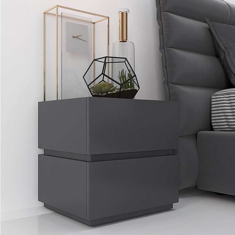 Moderner 2-Schalter-Nachttisch 18-Zoll großer Nachttisch in Grau/Schwarz/Weiß