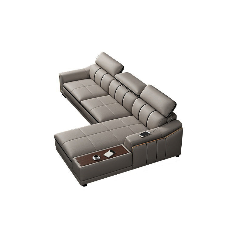 Scandinavian Light-grey High Back Sloped Arm Sectional with Wear-resisting 112"L x 68"W x 37"H Nappa Latex Clearhalo 'furn' 'furn_sectionals' 'Furniture' 'Living Room Furniture' 'Sectionals' 5252373