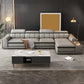 Scandinavian Light-grey High Back Sloped Arm Sectional with Wear-resisting 142"L x 68"W x 37"H Genuine Leather Clearhalo 'furn' 'furn_sectionals' 'Furniture' 'Living Room Furniture' 'Sectionals' 5252375