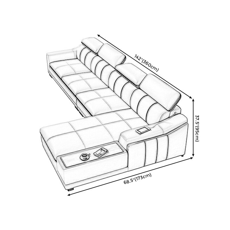 Scandinavian Light-grey High Back Sloped Arm Sectional with Wear-resisting Clearhalo 'furn' 'furn_sectionals' 'Furniture' 'Living Room Furniture' 'Sectionals' 5252388