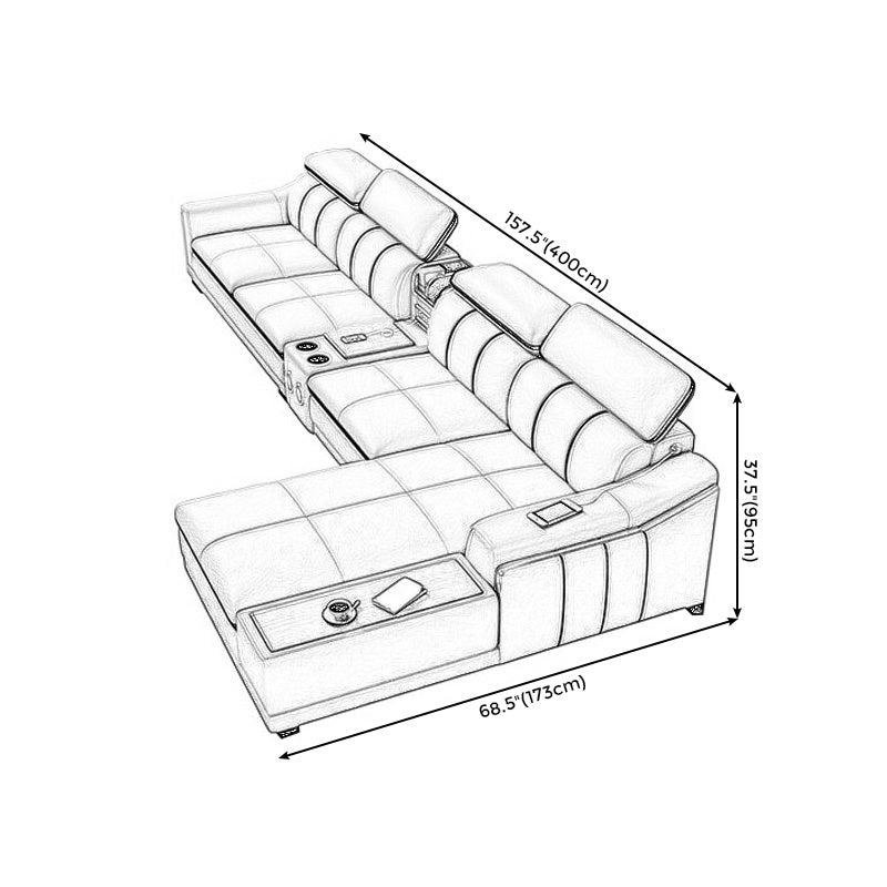 Scandinavian Light-grey High Back Sloped Arm Sectional with Wear-resisting Clearhalo 'furn' 'furn_sectionals' 'Furniture' 'Living Room Furniture' 'Sectionals' 5252389