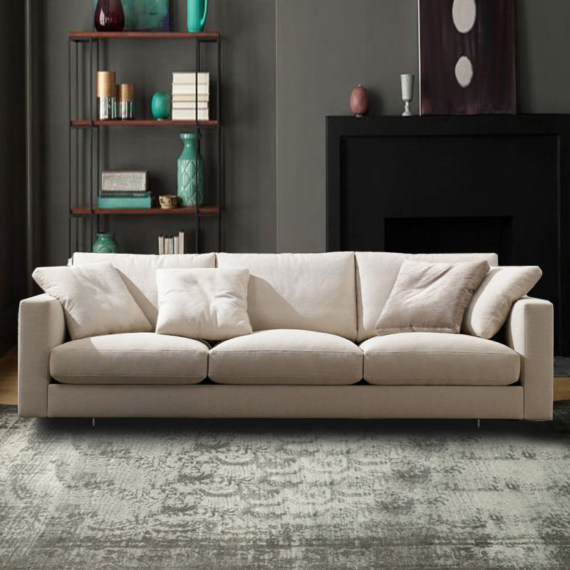 Linen Blend Square Arm Sofa and Sectional with Slipcovered for Living Room