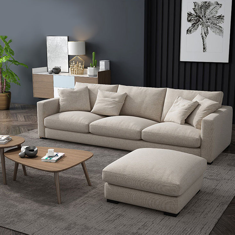 Linen Blend Square Arm Sofa and Sectional with Slipcovered for Living Room