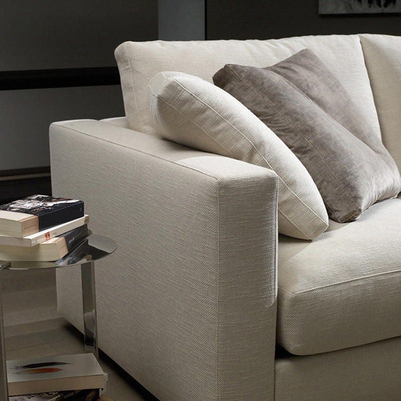 Linen Blend Square Arm Sofa and Sectional with Slipcovered for Living Room