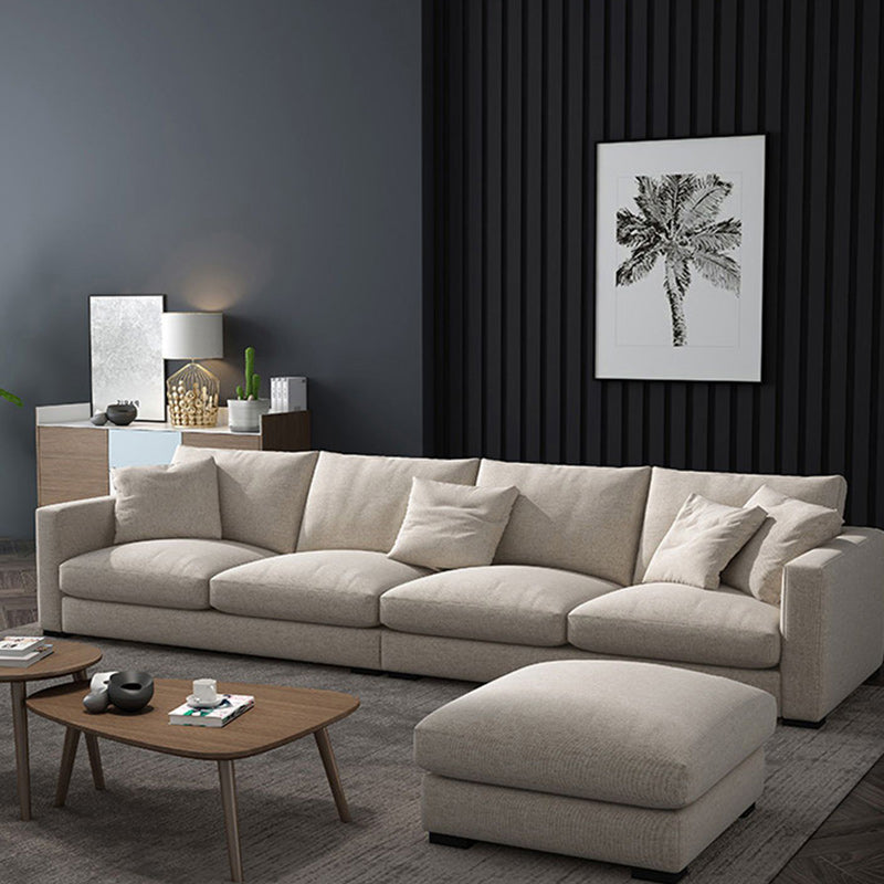 Linen Blend Square Arm Sofa and Sectional with Slipcovered for Living Room