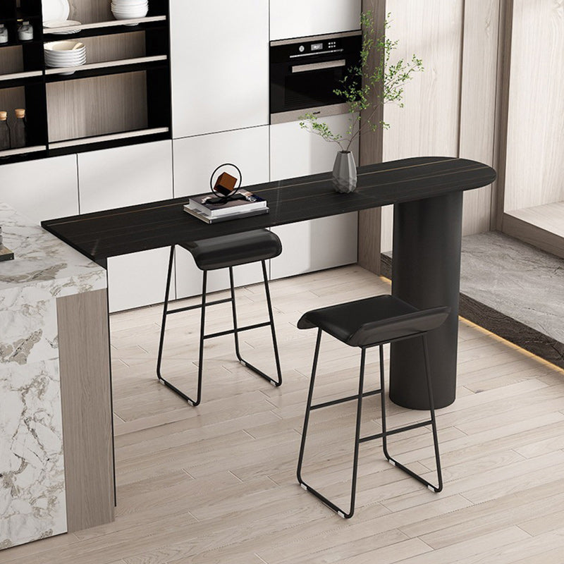 Stone Bar Dining Table Modern Bar Table with Double Pedestal for Dining Room Kitchen Black Without Chairs Clearhalo 'Bar Furniture' 'Bar Tables' 'bar_tables' 'furn' 'furn_bar_tables' 'Furniture' 'furniture_bar_tables' 'Kitchen & Dining Furniture' 5255081