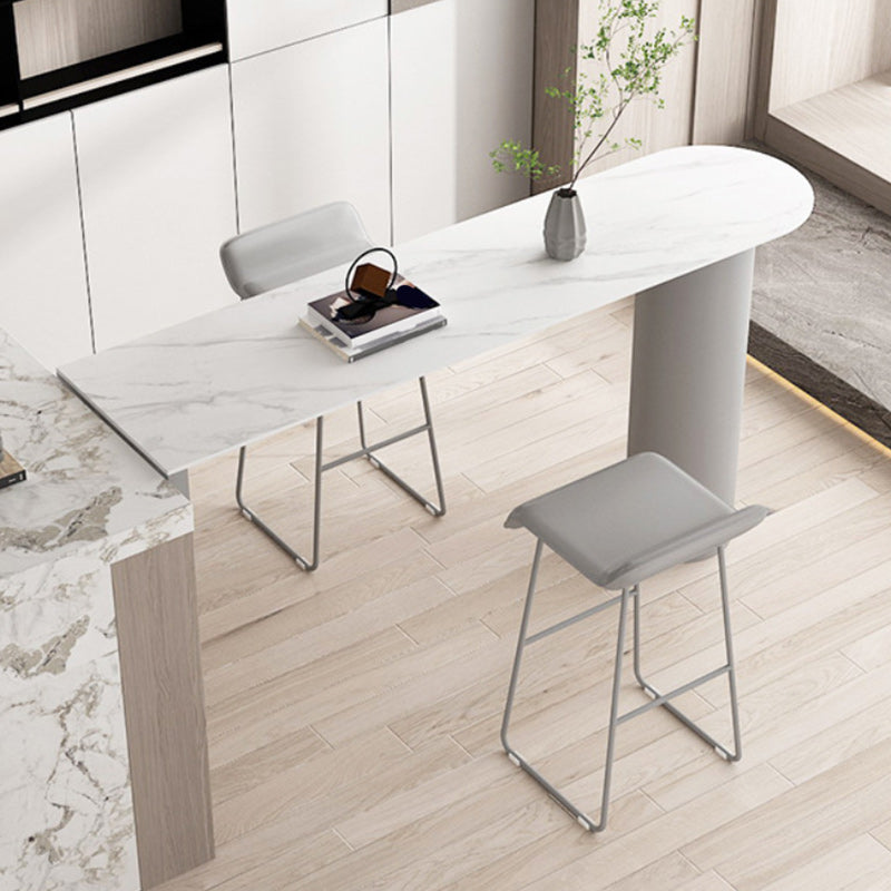 Stone Bar Dining Table Modern Bar Table with Double Pedestal for Dining Room Kitchen White Without Chairs Clearhalo 'Bar Furniture' 'Bar Tables' 'bar_tables' 'furn' 'furn_bar_tables' 'Furniture' 'furniture_bar_tables' 'Kitchen & Dining Furniture' 5255086
