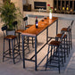 Brown Solid Wood Bar Table Industrial Bar Dining Table with Black Trestle Base 86.6"L x 15.7"W x 41.3"H Without Chairs Clearhalo 'Bar Furniture' 'Bar Tables' 'bar_tables' 'furn' 'furn_bar_tables' 'Furniture' 'Kitchen & Dining Furniture' 5255158