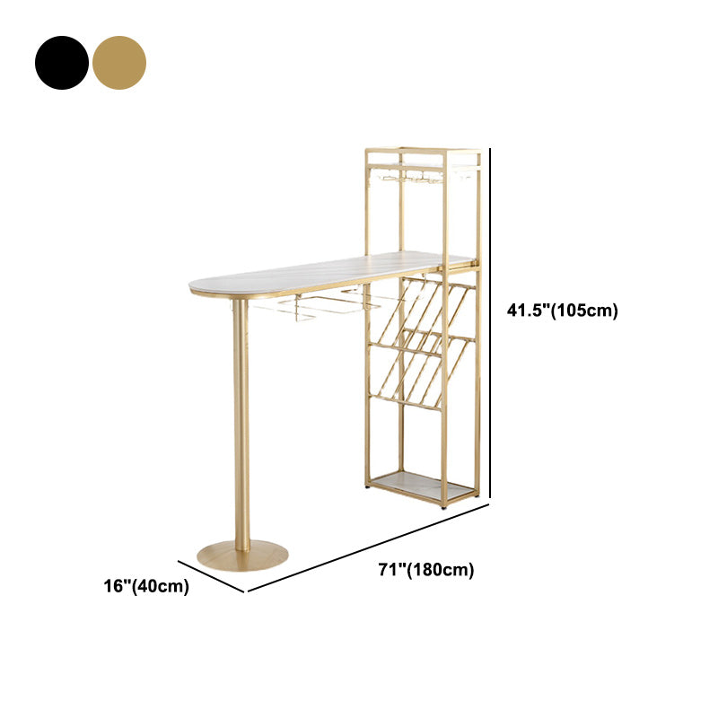 Glam Style Storage Bar Table 42-inch Height Stone Top Pub Table Clearhalo 'Bar Furniture' 'Bar Tables' 'bar_tables' 'furn' 'furn_bar_tables' 'Furniture' 'Kitchen & Dining Furniture' 5255205