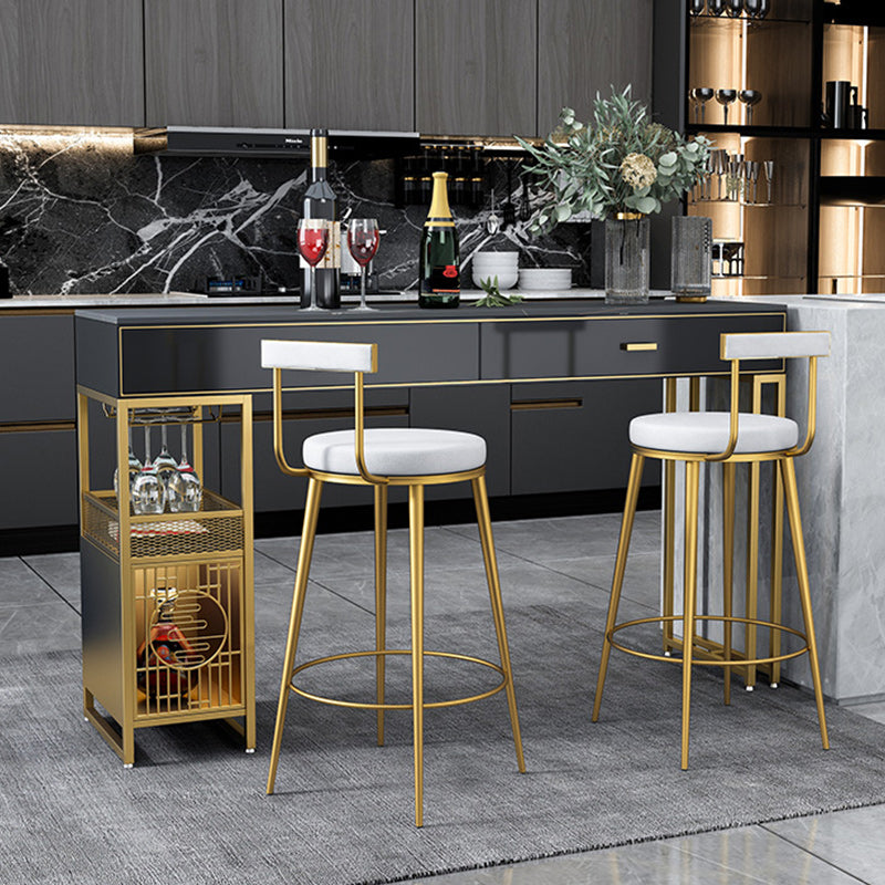 Glam Style Bar Table 42-inch Height Stone Top Pub Table with Two Drawer Clearhalo 'Bar Furniture' 'Bar Tables' 'bar_tables' 'furn' 'furn_bar_tables' 'Furniture' 'Kitchen & Dining Furniture' 5255218