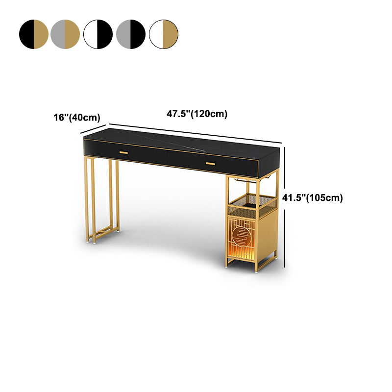Glam Style Bar Table 42-inch Height Stone Top Pub Table with Two Drawer Clearhalo 'Bar Furniture' 'Bar Tables' 'bar_tables' 'furn' 'furn_bar_tables' 'Furniture' 'Kitchen & Dining Furniture' 5255220