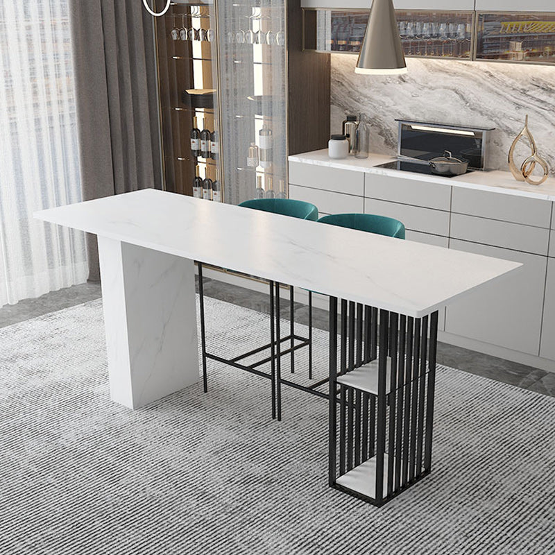 Industrial Bar Table Stone Top 42-inch Height Pub Table for Coffee Shop