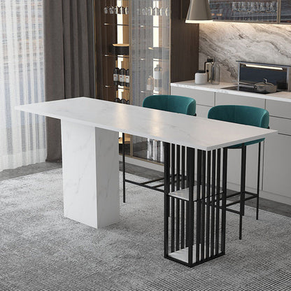 Industrial Bar Table Stone Top 42-inch Height Pub Table for Coffee Shop