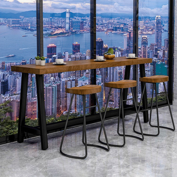 Mesa de comedor de acento de caballete industrial rectángulo de patio cubierto mesa de bar de patio