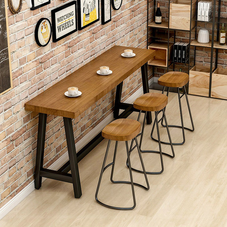 Mesa de comedor de acento de caballete industrial rectángulo de patio cubierto mesa de bar de patio