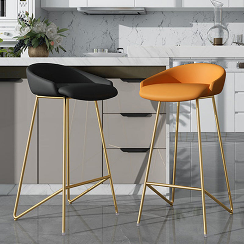 Modern Backrest Armless Counter Stool Iron Bar Stool with Leather Cushion Clearhalo 'Bar Furniture' 'Bar Stools' 'bar_stools' 'furn' 'furn_bar_stools' 'Furniture' 'Kitchen & Dining Furniture' 5255526