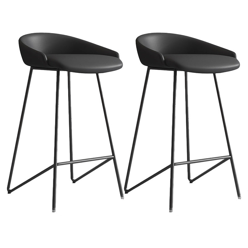Modern Backrest Armless Counter Stool Iron Bar Stool with Leather Cushion Black Black 2 Piece Set Clearhalo 'Bar Furniture' 'Bar Stools' 'bar_stools' 'furn' 'furn_bar_stools' 'Furniture' 'Kitchen & Dining Furniture' 5255527