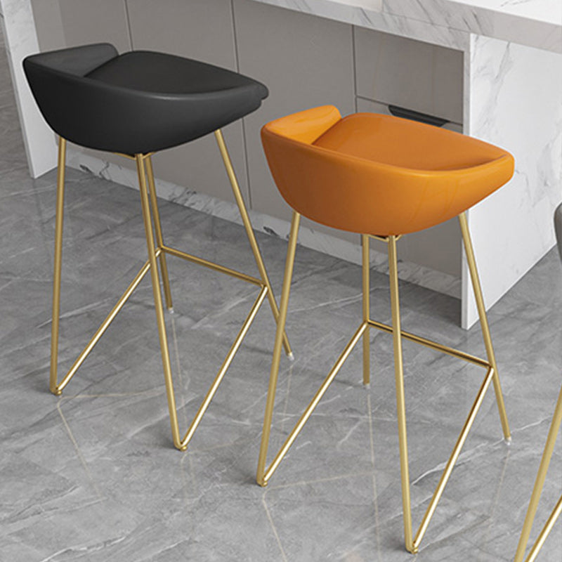 Modern Backrest Armless Counter Stool Iron Bar Stool with Leather Cushion Clearhalo 'Bar Furniture' 'Bar Stools' 'bar_stools' 'furn' 'furn_bar_stools' 'Furniture' 'Kitchen & Dining Furniture' 5255528