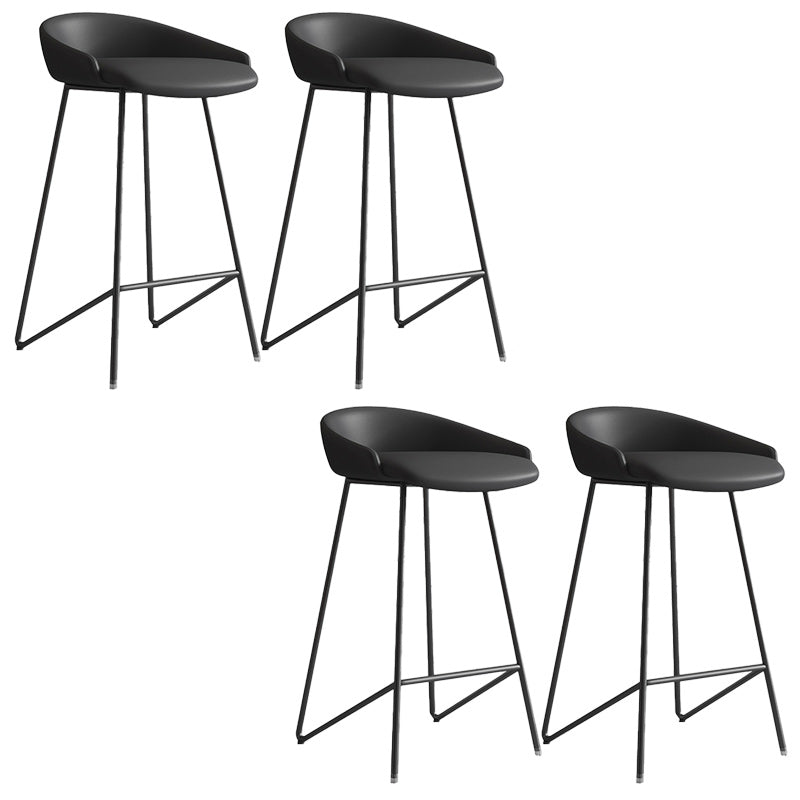 Modern Backrest Armless Counter Stool Iron Bar Stool with Leather Cushion Black Black 4 Piece Set Clearhalo 'Bar Furniture' 'Bar Stools' 'bar_stools' 'furn' 'furn_bar_stools' 'Furniture' 'Kitchen & Dining Furniture' 5255529
