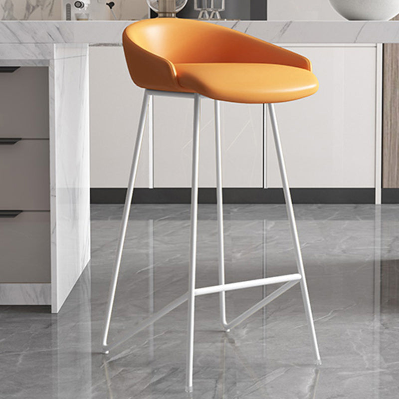 Modern Backrest Armless Counter Stool Iron Bar Stool with Leather Cushion Clearhalo 'Bar Furniture' 'Bar Stools' 'bar_stools' 'furn' 'furn_bar_stools' 'Furniture' 'Kitchen & Dining Furniture' 5255530