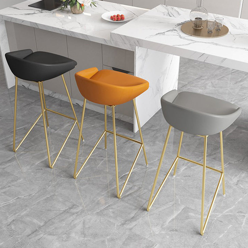 Modern Backrest Armless Counter Stool Iron Bar Stool with Leather Cushion Clearhalo 'Bar Furniture' 'Bar Stools' 'bar_stools' 'furn' 'furn_bar_stools' 'Furniture' 'Kitchen & Dining Furniture' 5255532