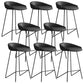 Modern Backrest Armless Counter Stool Iron Bar Stool with Leather Cushion Black Black 8 Piece Set Clearhalo 'Bar Furniture' 'Bar Stools' 'bar_stools' 'furn' 'furn_bar_stools' 'Furniture' 'Kitchen & Dining Furniture' 5255533