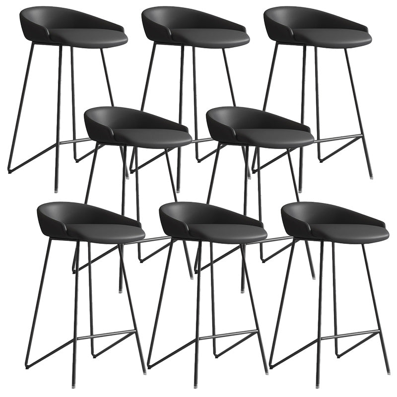 Modern Backrest Armless Counter Stool Iron Bar Stool with Leather Cushion Black Black 8 Piece Set Clearhalo 'Bar Furniture' 'Bar Stools' 'bar_stools' 'furn' 'furn_bar_stools' 'Furniture' 'Kitchen & Dining Furniture' 5255533