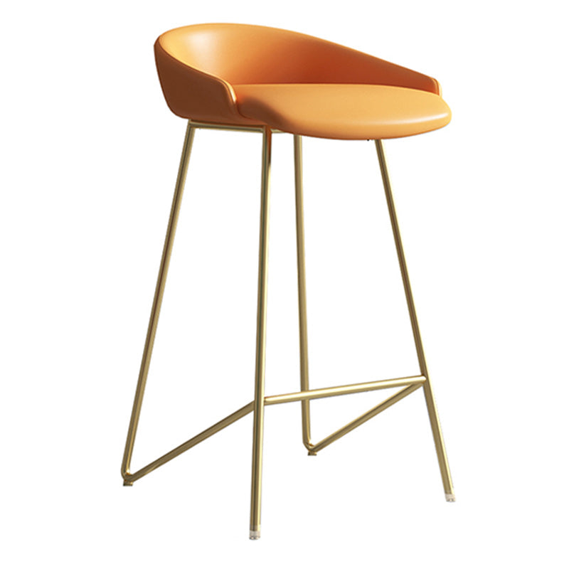 Modern Backrest Armless Counter Stool Iron Bar Stool with Leather Cushion Clearhalo 'Bar Furniture' 'Bar Stools' 'bar_stools' 'furn' 'furn_bar_stools' 'Furniture' 'Kitchen & Dining Furniture' 5255534