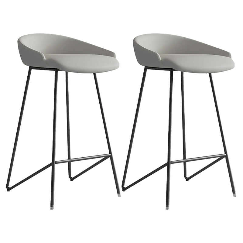 Modern Backrest Armless Counter Stool Iron Bar Stool with Leather Cushion Black Gray 2 Piece Set Clearhalo 'Bar Furniture' 'Bar Stools' 'bar_stools' 'furn' 'furn_bar_stools' 'Furniture' 'Kitchen & Dining Furniture' 5255535