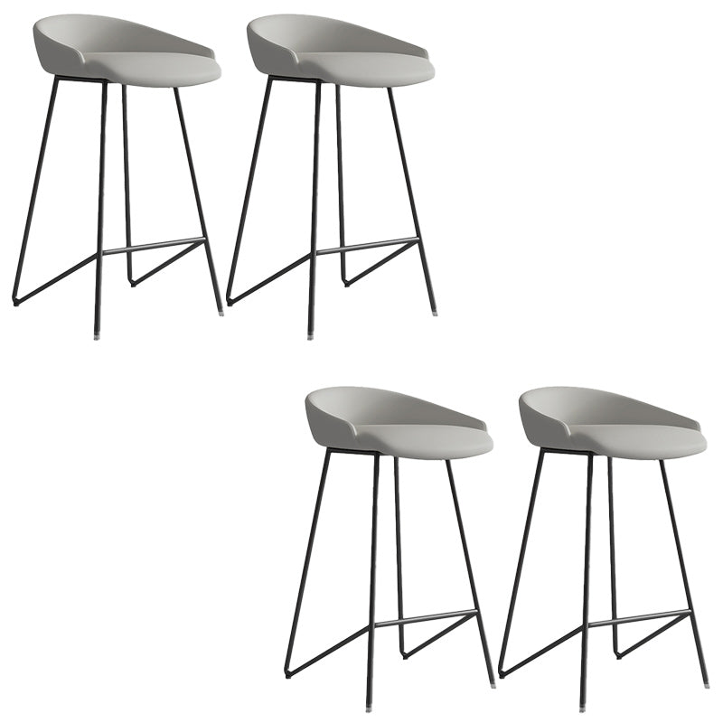 Modern Backrest Armless Counter Stool Iron Bar Stool with Leather Cushion Black Gray 4 Piece Set Clearhalo 'Bar Furniture' 'Bar Stools' 'bar_stools' 'furn' 'furn_bar_stools' 'Furniture' 'Kitchen & Dining Furniture' 5255536