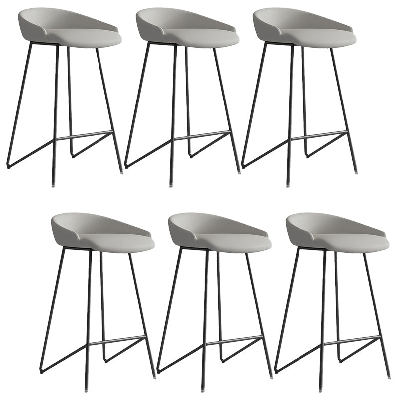 Modern Backrest Armless Counter Stool Iron Bar Stool with Leather Cushion Black Gray 6 Piece Set Clearhalo 'Bar Furniture' 'Bar Stools' 'bar_stools' 'furn' 'furn_bar_stools' 'Furniture' 'Kitchen & Dining Furniture' 5255539