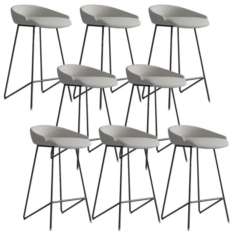 Modern Backrest Armless Counter Stool Iron Bar Stool with Leather Cushion Black Gray 8 Piece Set Clearhalo 'Bar Furniture' 'Bar Stools' 'bar_stools' 'furn' 'furn_bar_stools' 'Furniture' 'Kitchen & Dining Furniture' 5255540