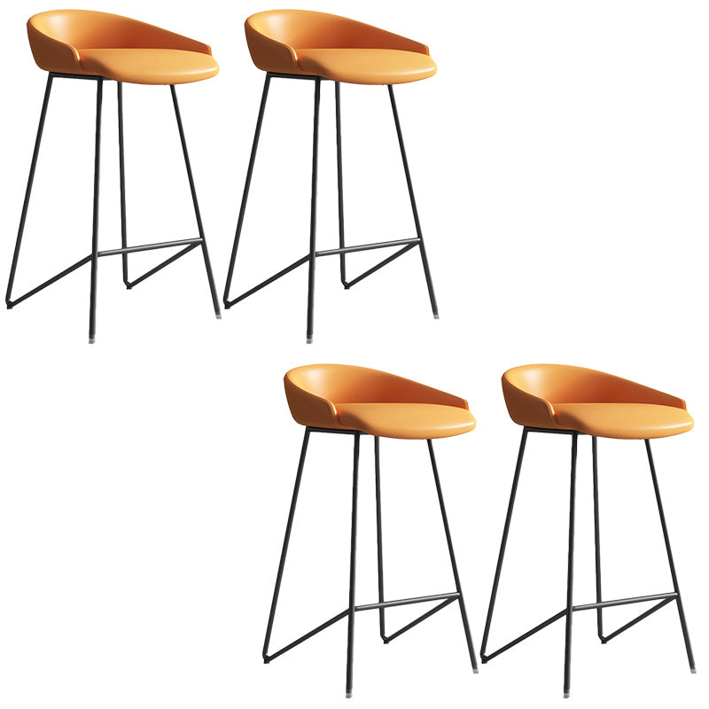 Modern Backrest Armless Counter Stool Iron Bar Stool with Leather Cushion Black Orange 4 Piece Set Clearhalo 'Bar Furniture' 'Bar Stools' 'bar_stools' 'furn' 'furn_bar_stools' 'Furniture' 'Kitchen & Dining Furniture' 5255544