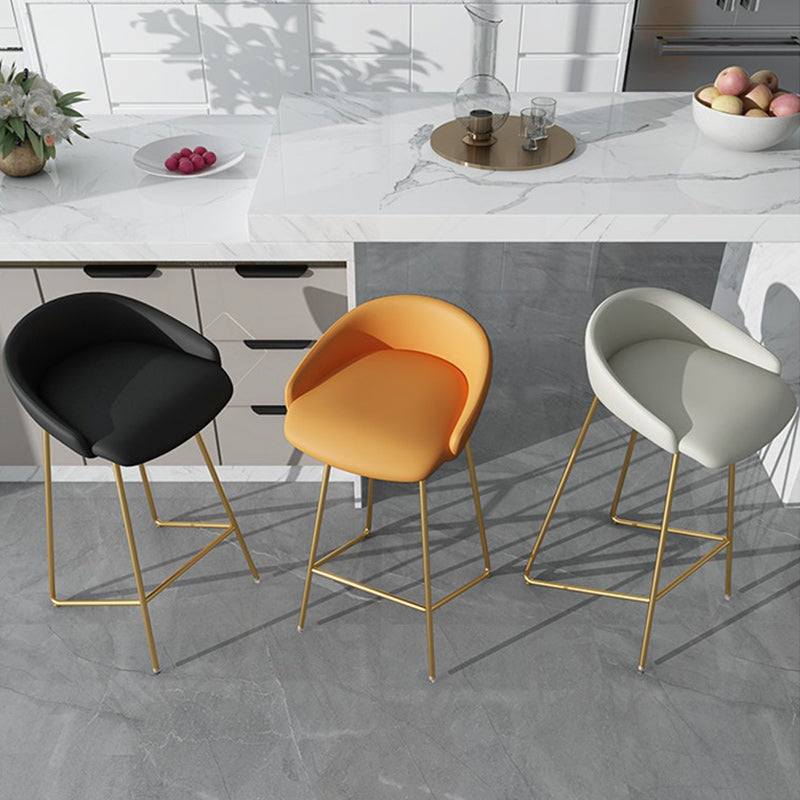 Modern Backrest Armless Counter Stool Iron Bar Stool with Leather Cushion Clearhalo 'Bar Furniture' 'Bar Stools' 'bar_stools' 'furn' 'furn_bar_stools' 'Furniture' 'Kitchen & Dining Furniture' 5255545
