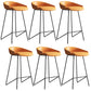 Modern Backrest Armless Counter Stool Iron Bar Stool with Leather Cushion Black Orange 6 Piece Set Clearhalo 'Bar Furniture' 'Bar Stools' 'bar_stools' 'furn' 'furn_bar_stools' 'Furniture' 'Kitchen & Dining Furniture' 5255546