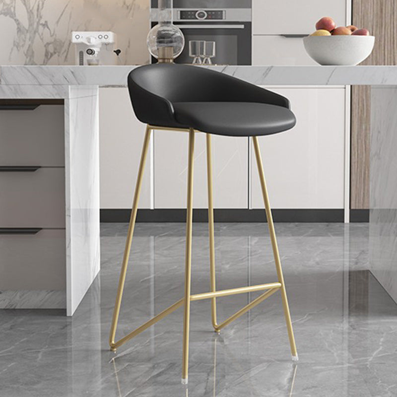 Modern Backrest Armless Counter Stool Iron Bar Stool with Leather Cushion Clearhalo 'Bar Furniture' 'Bar Stools' 'bar_stools' 'furn' 'furn_bar_stools' 'Furniture' 'Kitchen & Dining Furniture' 5255549