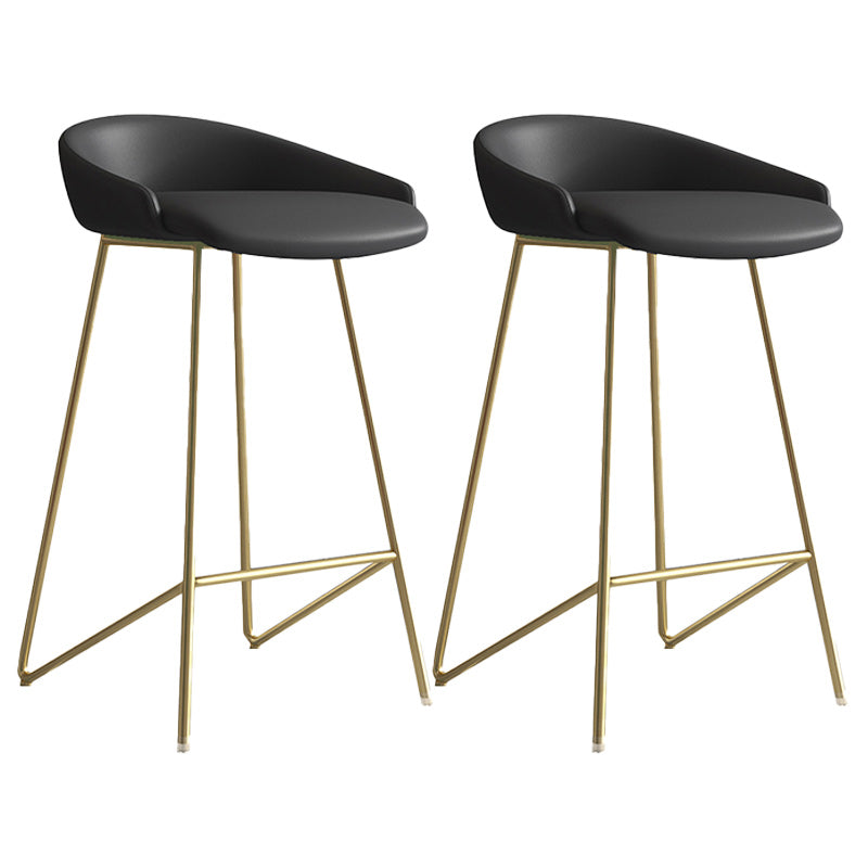 Modern Backrest Armless Counter Stool Iron Bar Stool with Leather Cushion Gold Black 2 Piece Set Clearhalo 'Bar Furniture' 'Bar Stools' 'bar_stools' 'furn' 'furn_bar_stools' 'Furniture' 'Kitchen & Dining Furniture' 5255551