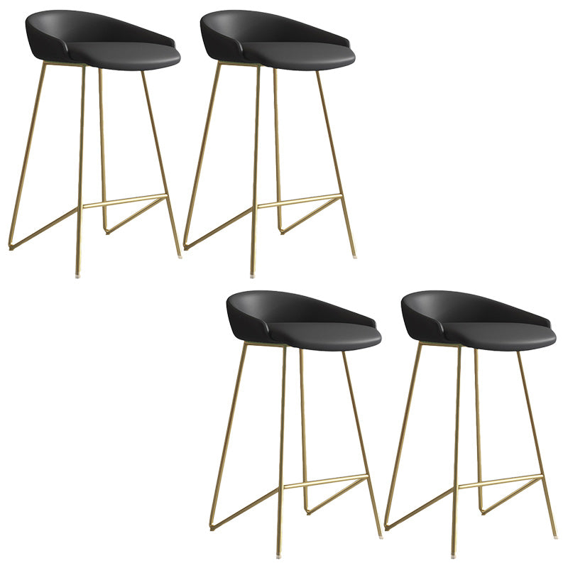 Modern Backrest Armless Counter Stool Iron Bar Stool with Leather Cushion Gold Black 4 Piece Set Clearhalo 'Bar Furniture' 'Bar Stools' 'bar_stools' 'furn' 'furn_bar_stools' 'Furniture' 'Kitchen & Dining Furniture' 5255553