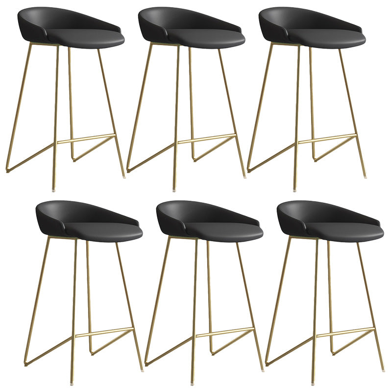 Modern Backrest Armless Counter Stool Iron Bar Stool with Leather Cushion Gold Black 6 Piece Set Clearhalo 'Bar Furniture' 'Bar Stools' 'bar_stools' 'furn' 'furn_bar_stools' 'Furniture' 'Kitchen & Dining Furniture' 5255554