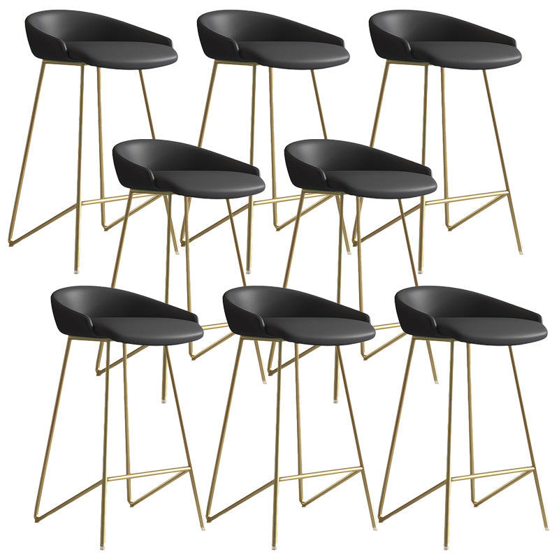 Modern Backrest Armless Counter Stool Iron Bar Stool with Leather Cushion Gold Black 8 Piece Set Clearhalo 'Bar Furniture' 'Bar Stools' 'bar_stools' 'furn' 'furn_bar_stools' 'Furniture' 'Kitchen & Dining Furniture' 5255555