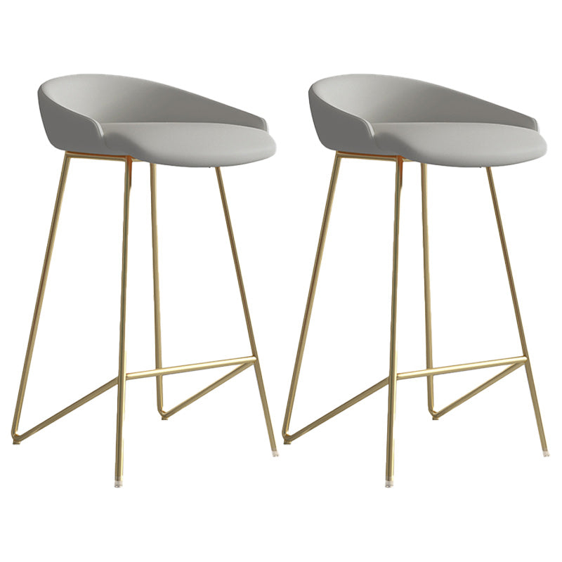 Modern Backrest Armless Counter Stool Iron Bar Stool with Leather Cushion Gold Gray 2 Piece Set Clearhalo 'Bar Furniture' 'Bar Stools' 'bar_stools' 'furn' 'furn_bar_stools' 'Furniture' 'Kitchen & Dining Furniture' 5255556