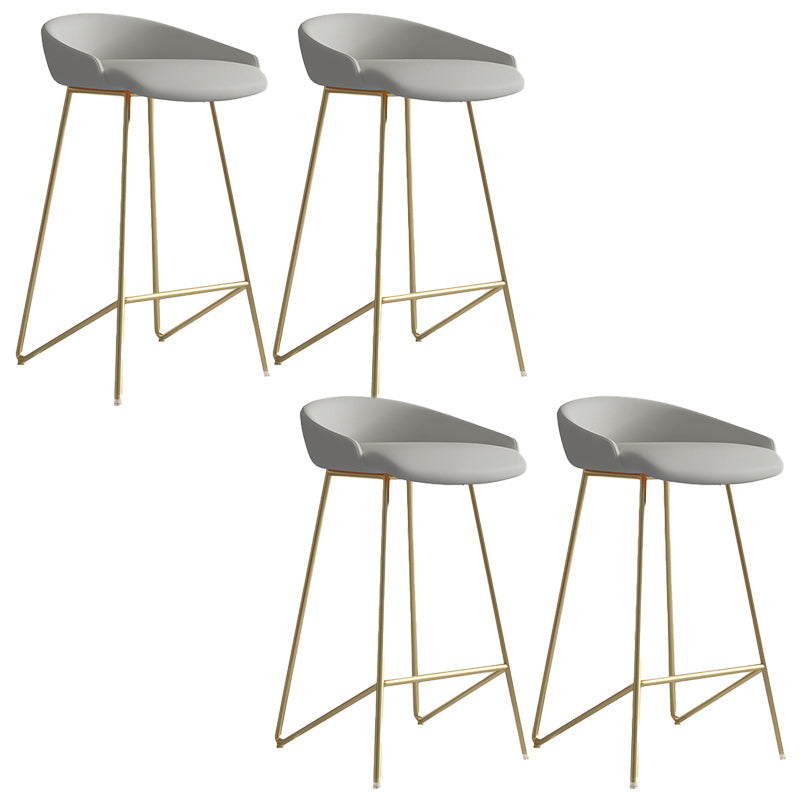 Modern Backrest Armless Counter Stool Iron Bar Stool with Leather Cushion Gold Gray 4 Piece Set Clearhalo 'Bar Furniture' 'Bar Stools' 'bar_stools' 'furn' 'furn_bar_stools' 'Furniture' 'Kitchen & Dining Furniture' 5255557